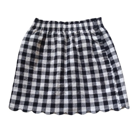 J. Crew Factory Black & White Gingham Scalloped Sidewalk Skirt Size 2 - Picture 1 of 6